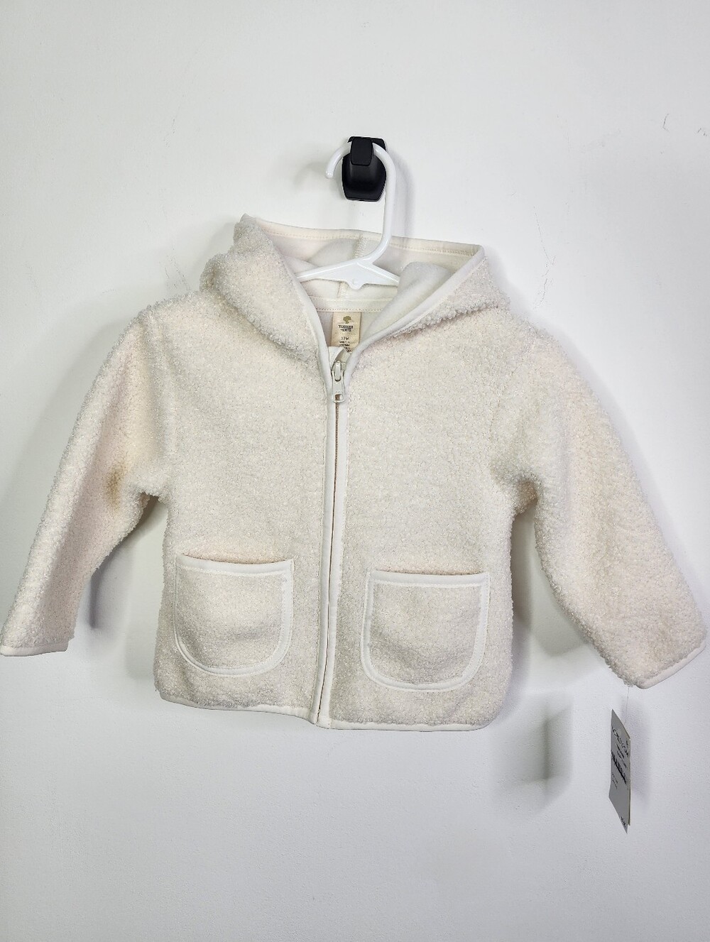 Cozy Fleece Hooded Jacket, 12 M, Ivory